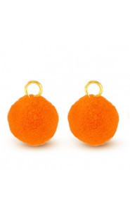 Pompom charm with loop 10mm - Gold-neon orange
